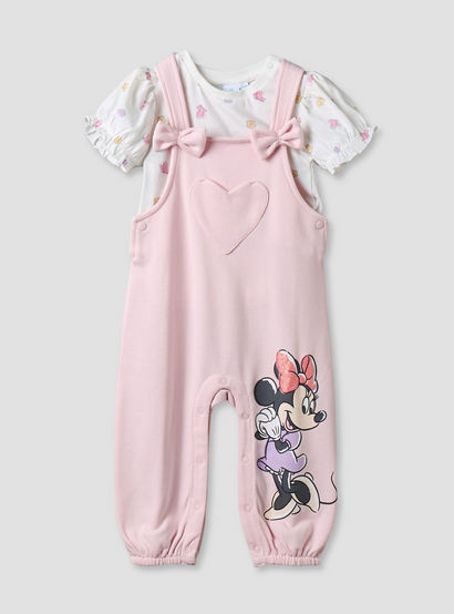 Disney Round Neck Short Sleeves T-shirt and Dungaree Set with Minnie Mouse Print-baby-girls-clothing-setsandcoords-image-2