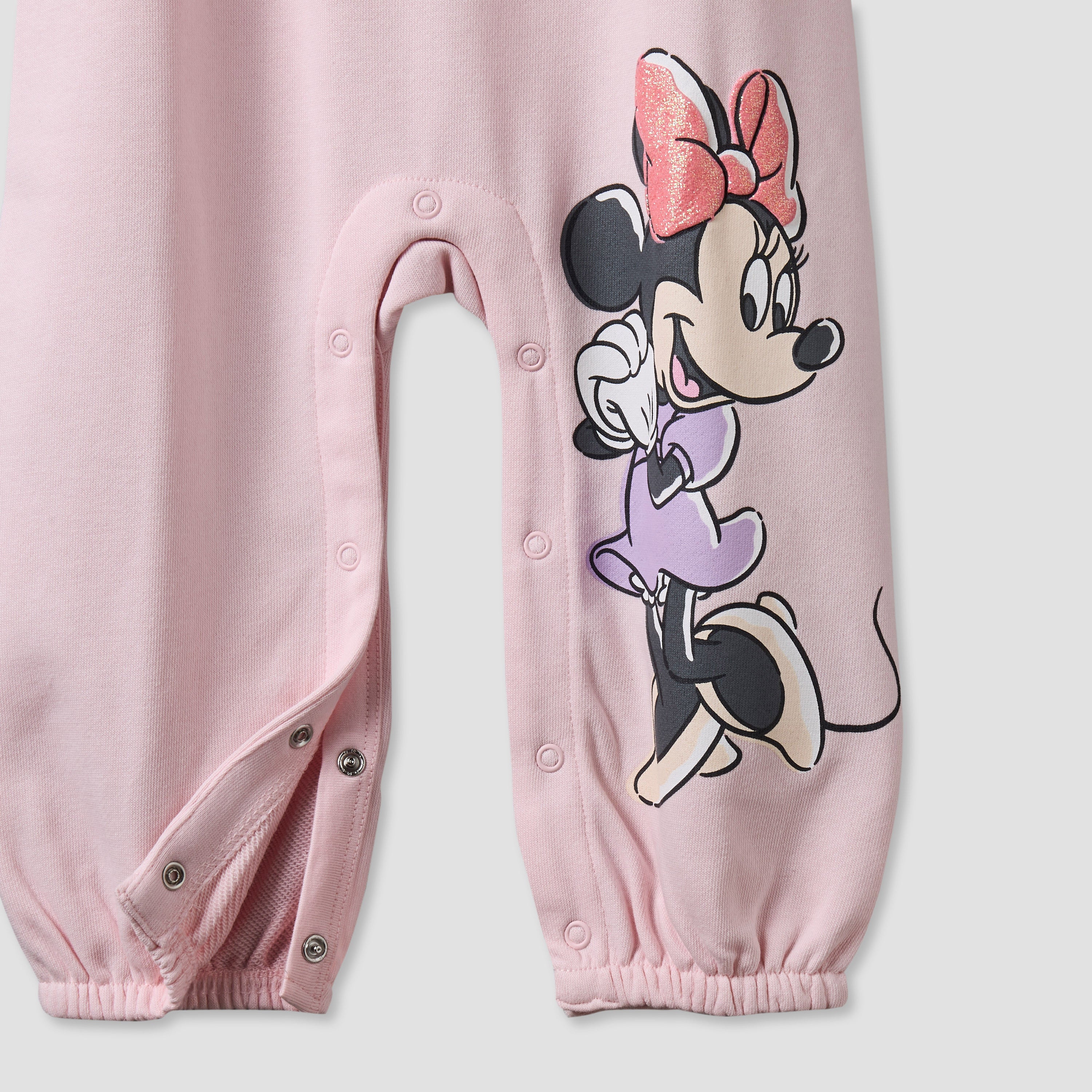 Disney Round Neck Short Sleeves T-shirt and Dungaree Set with Minnie Mouse Print