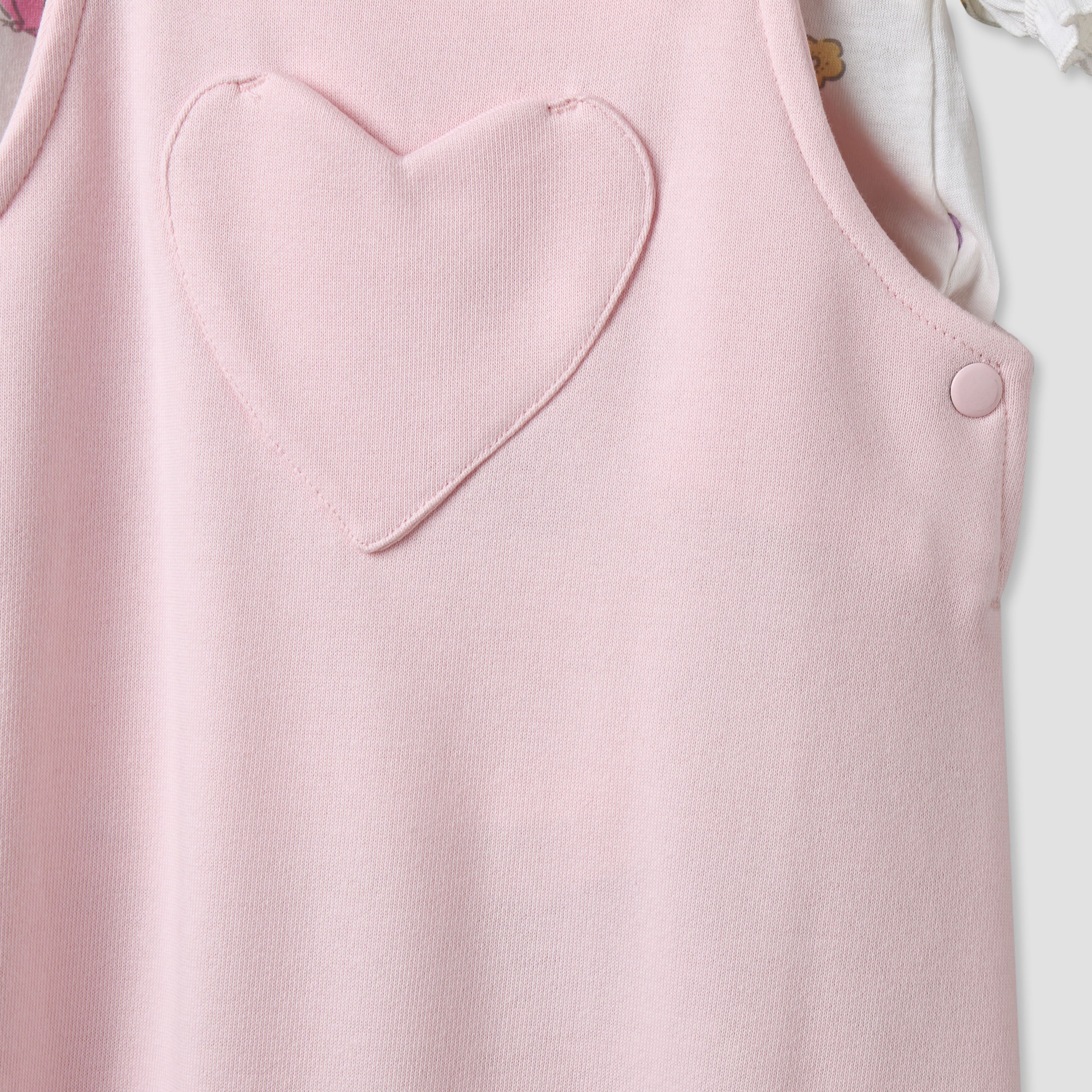 Disney Round Neck Short Sleeves T-shirt and Dungaree Set with Minnie Mouse Print