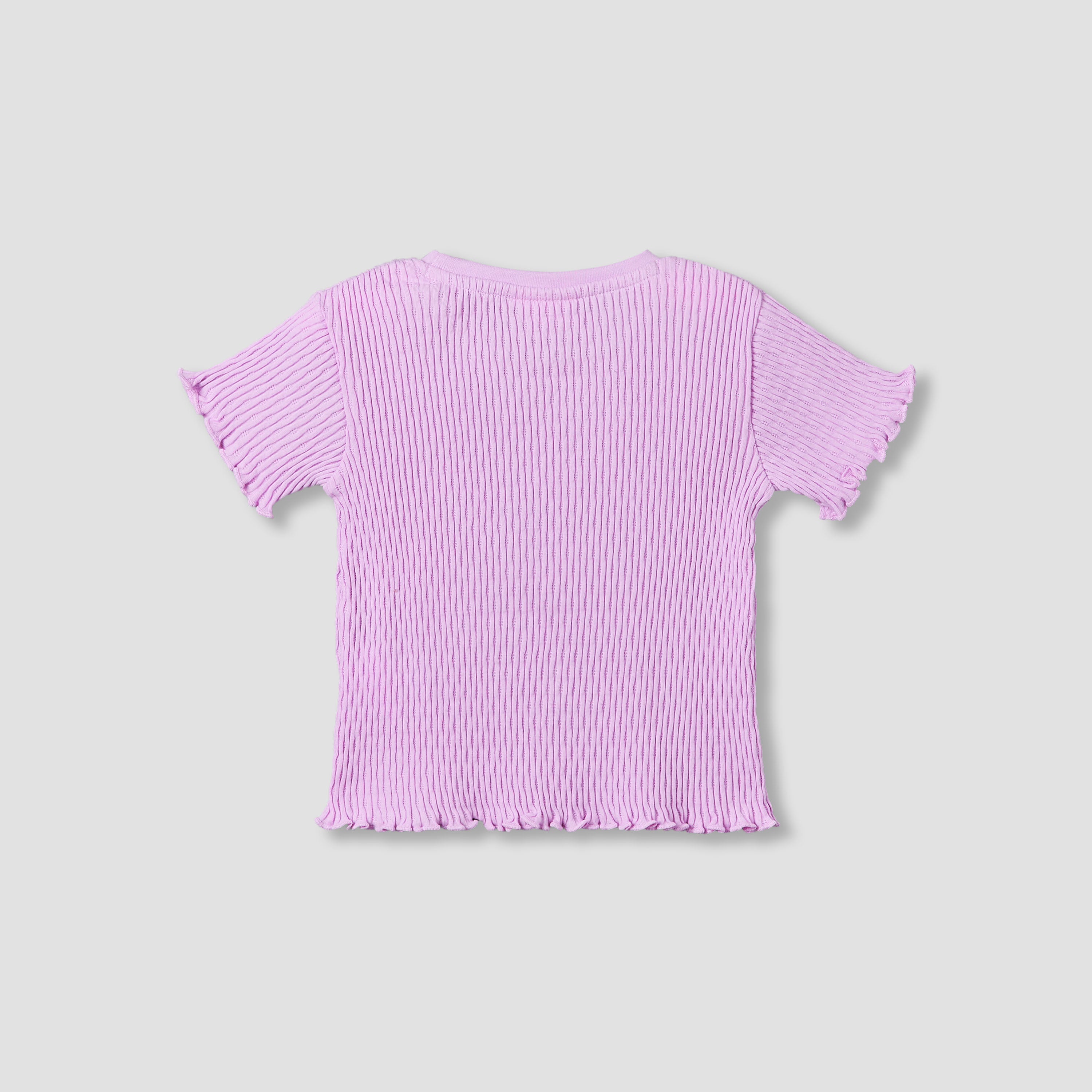 Juniors Crew Neck Short Sleeves T-shirt with Ribbed Design