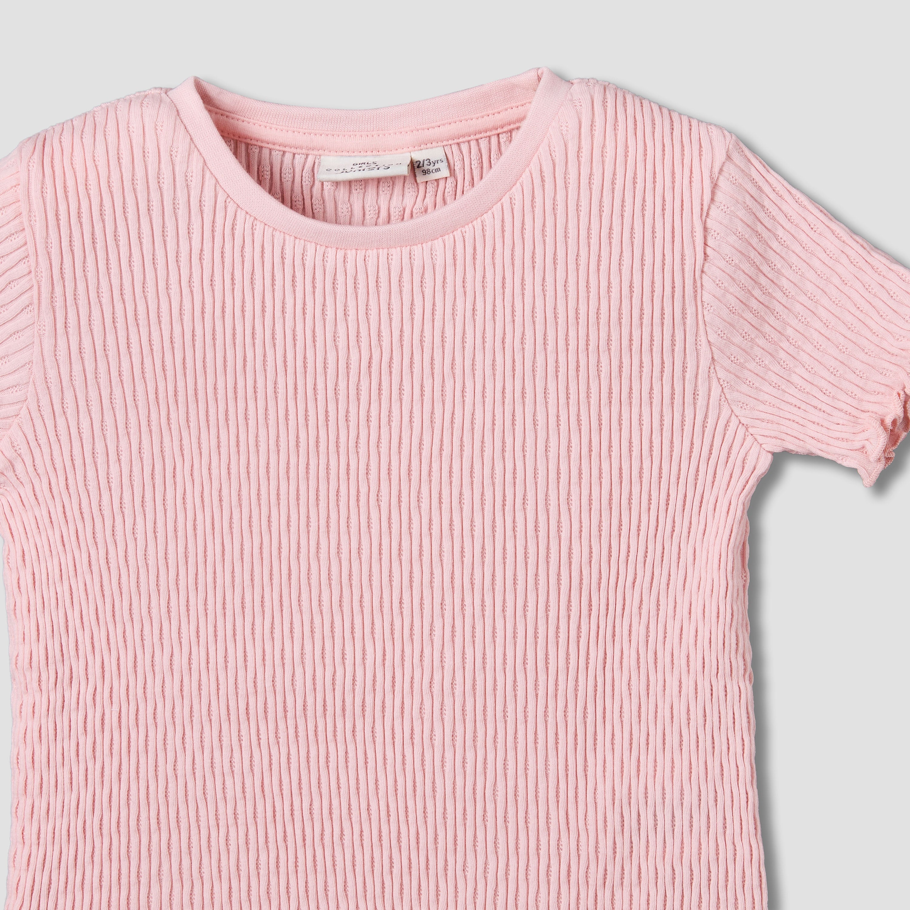 Juniors Crew Neck Short Sleeves T-shirt with Ribbed Design