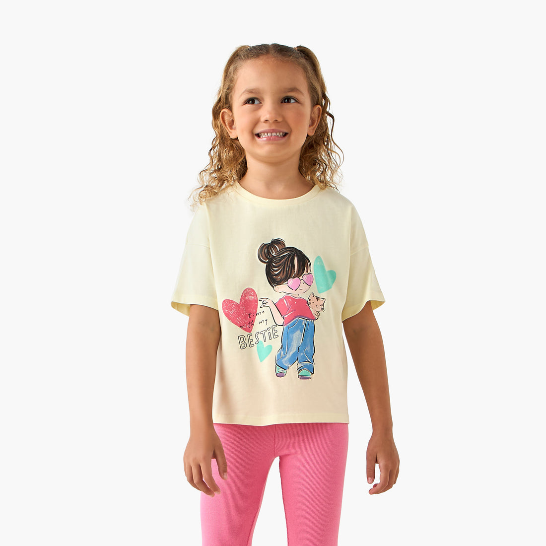 Juniors Crew Neck Short Sleeves T-shirt with Bow Print