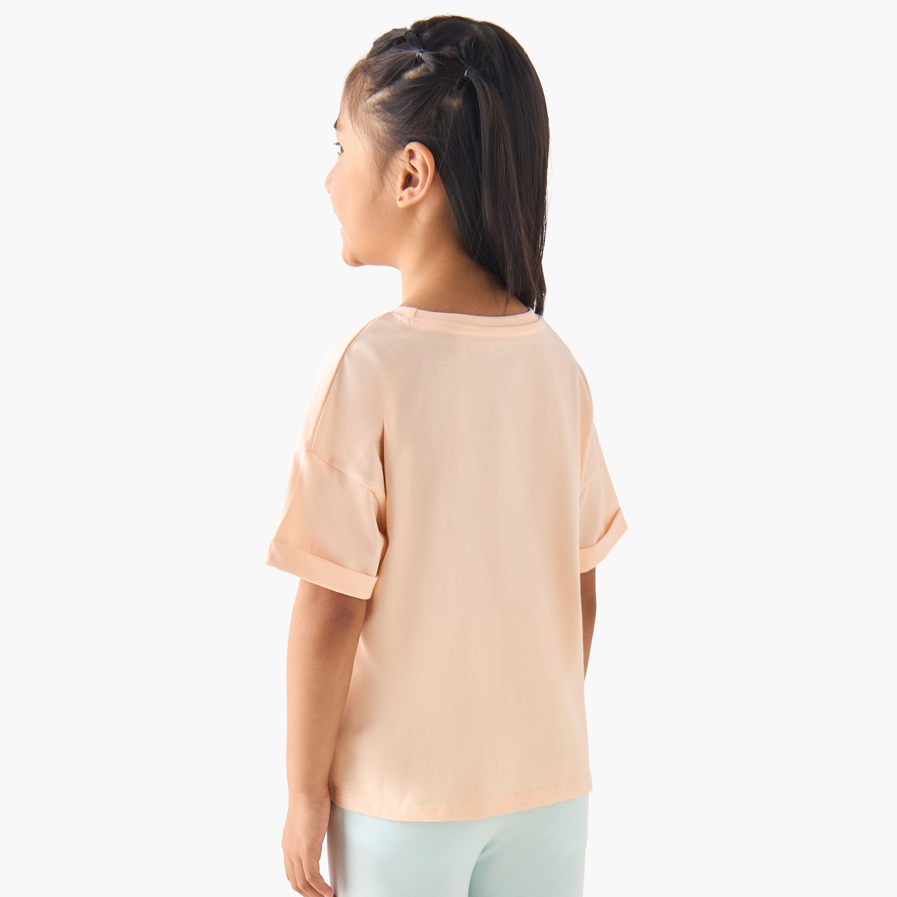 Juniors Crew Neck Short Sleeves T-shirt with Graphic Print