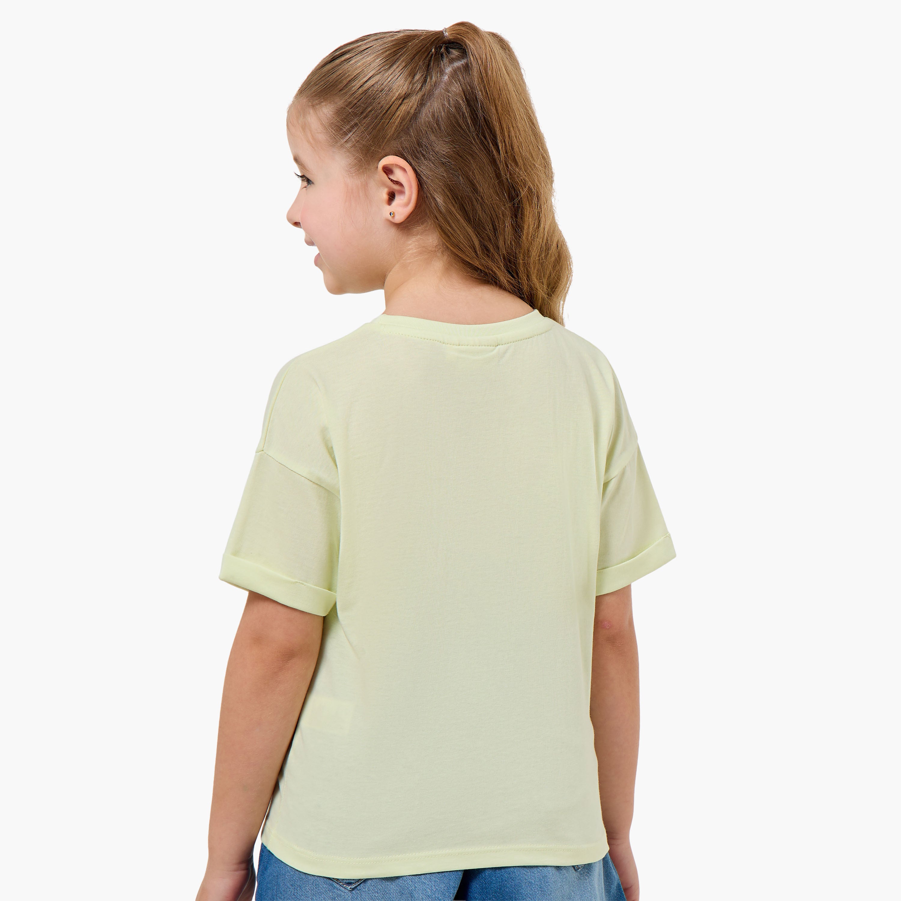 Juniors Round Neck Short Sleeve T-shirt with Embellishment