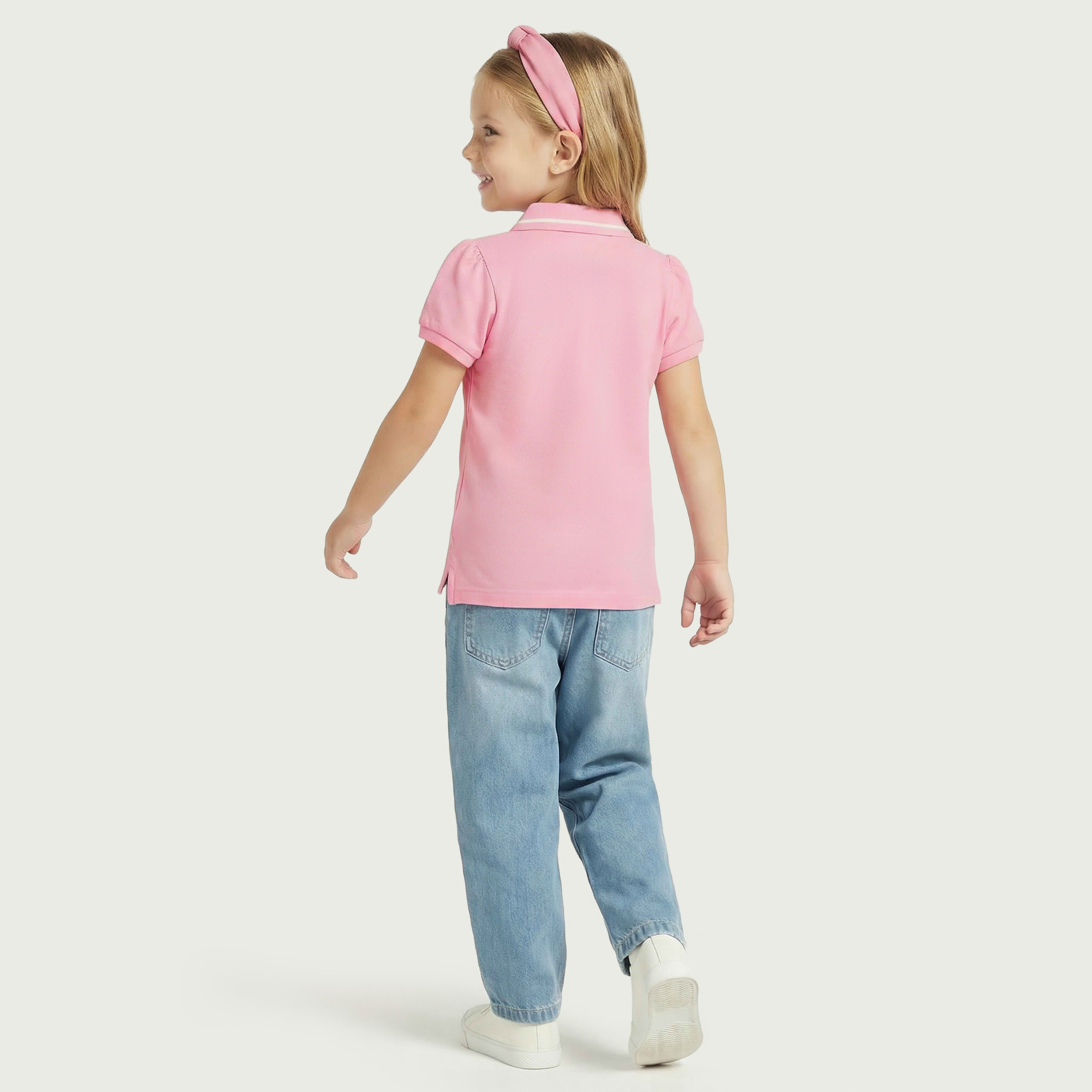 Juniors Collared Short Sleeves Polo T-shirt with Solid Design