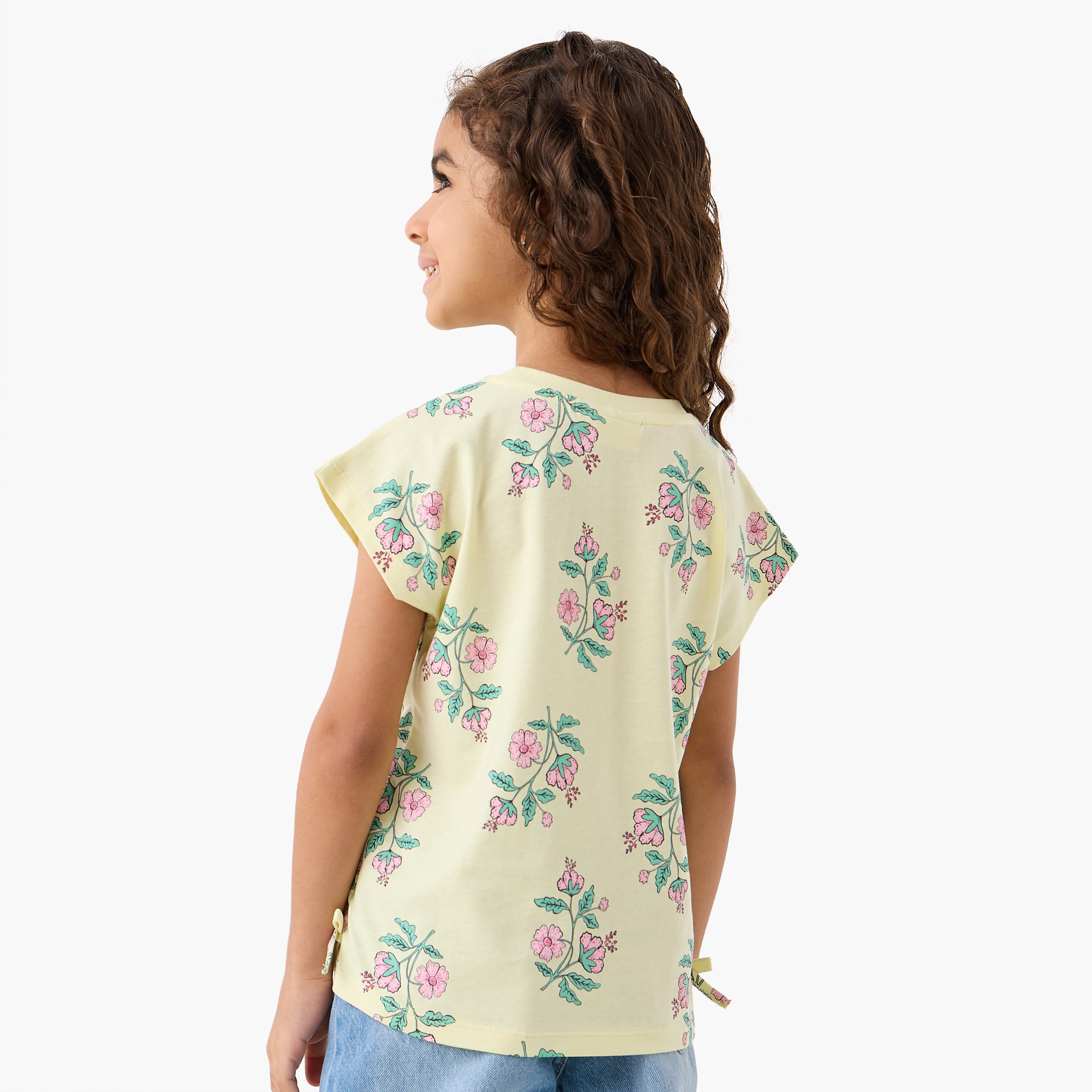 Pack of 2 Juniors Round Neck Short Sleeves T-shirt with Floral Print