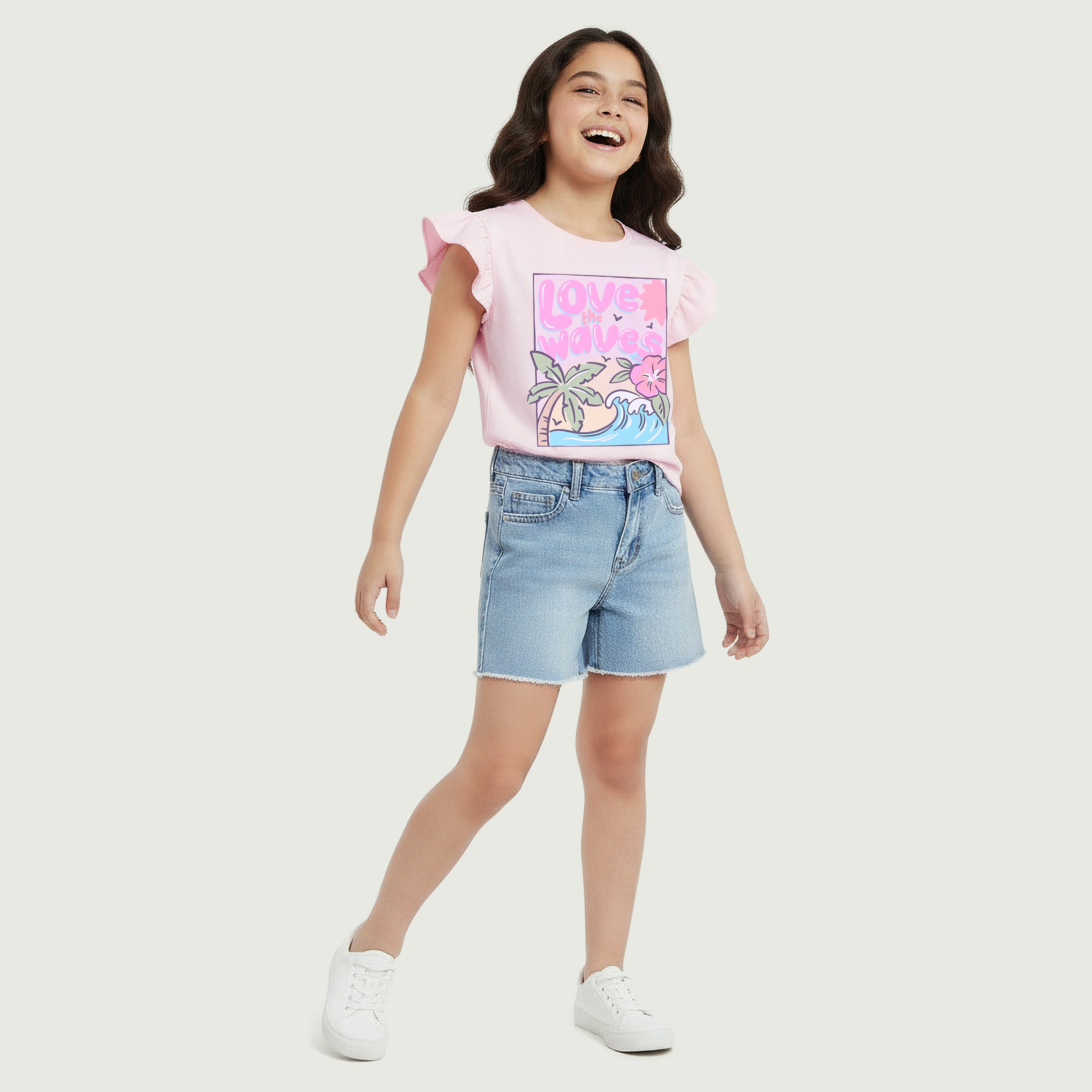 Juniors Crew Neck Short Sleeves T-shirt with Graphic Print