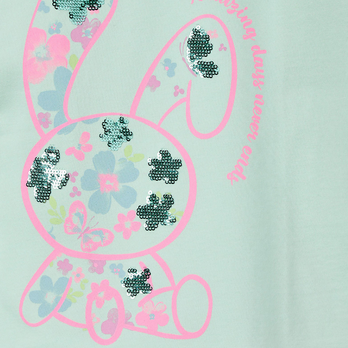 Juniors Crew Neck Short Sleeve T-shirt with Bunny Print