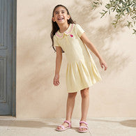 Juniors Peter Pan Collar Short Sleeves Dress with Heart Embroidery-undefined-image-1