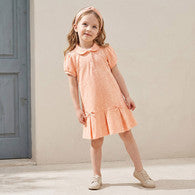 Juniors Collared Short Sleeves Knee Length Polo Dress with Floral Print-undefined-image-1