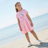 Juniors Round Neck Short Sleeves Knee Length A-line Dress with Unicorn Print-undefined-image-1