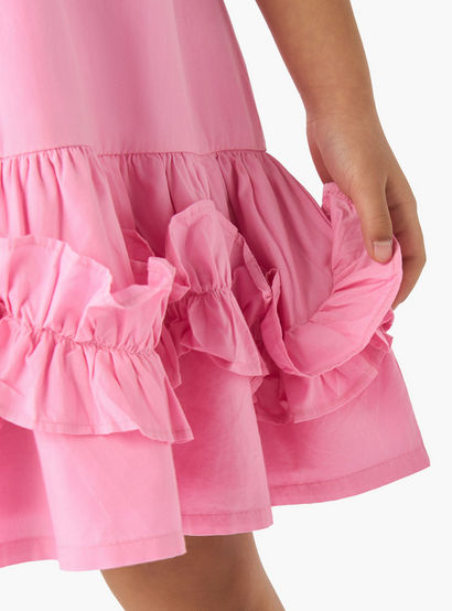 Juniors Peter Pan Collar Short Sleeves Drop Waist Dress with Ruffle Design-girls-clothing-dressesandjumpsuits-image-5