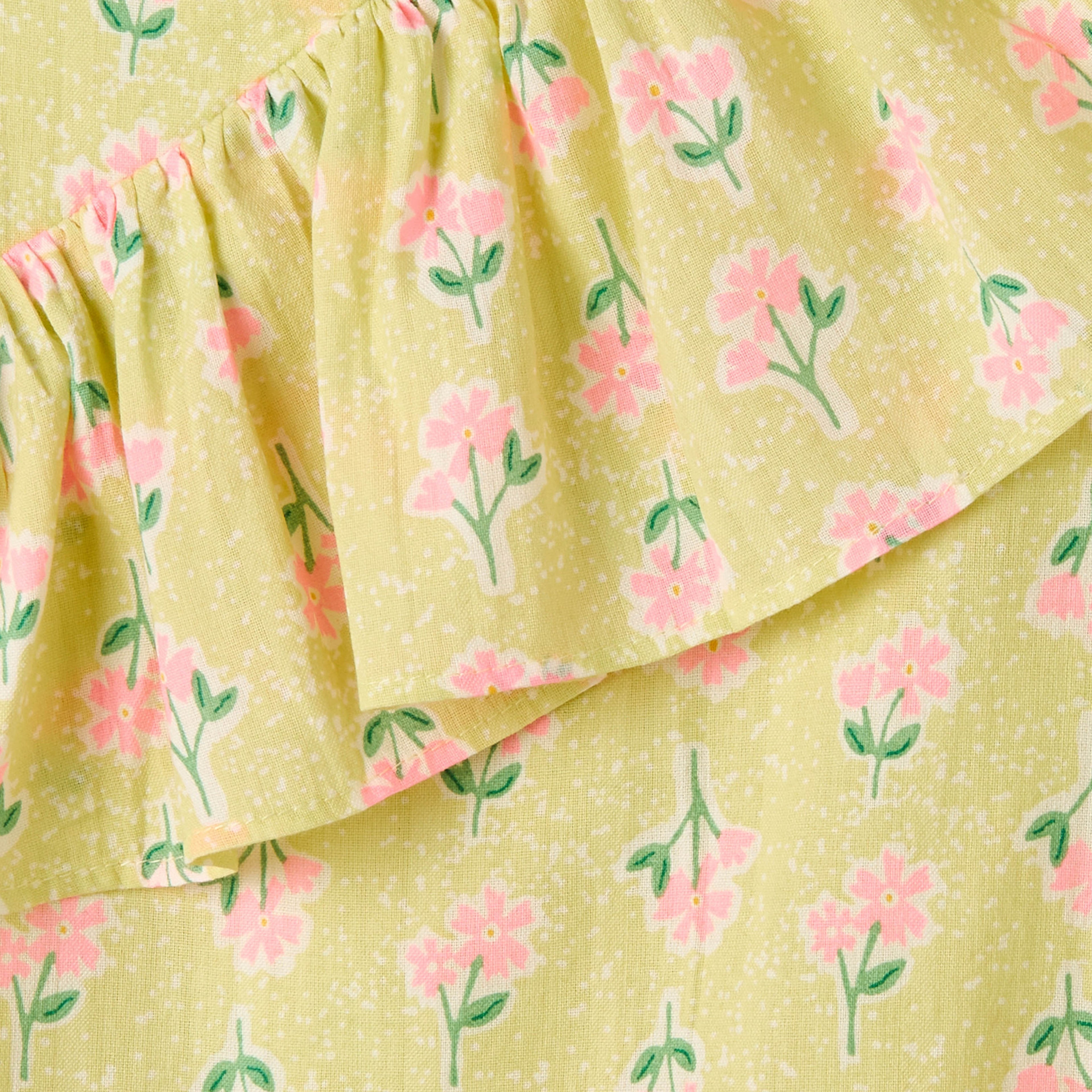 Juniors V-neck Sleeveless A-line Dress with Floral Print