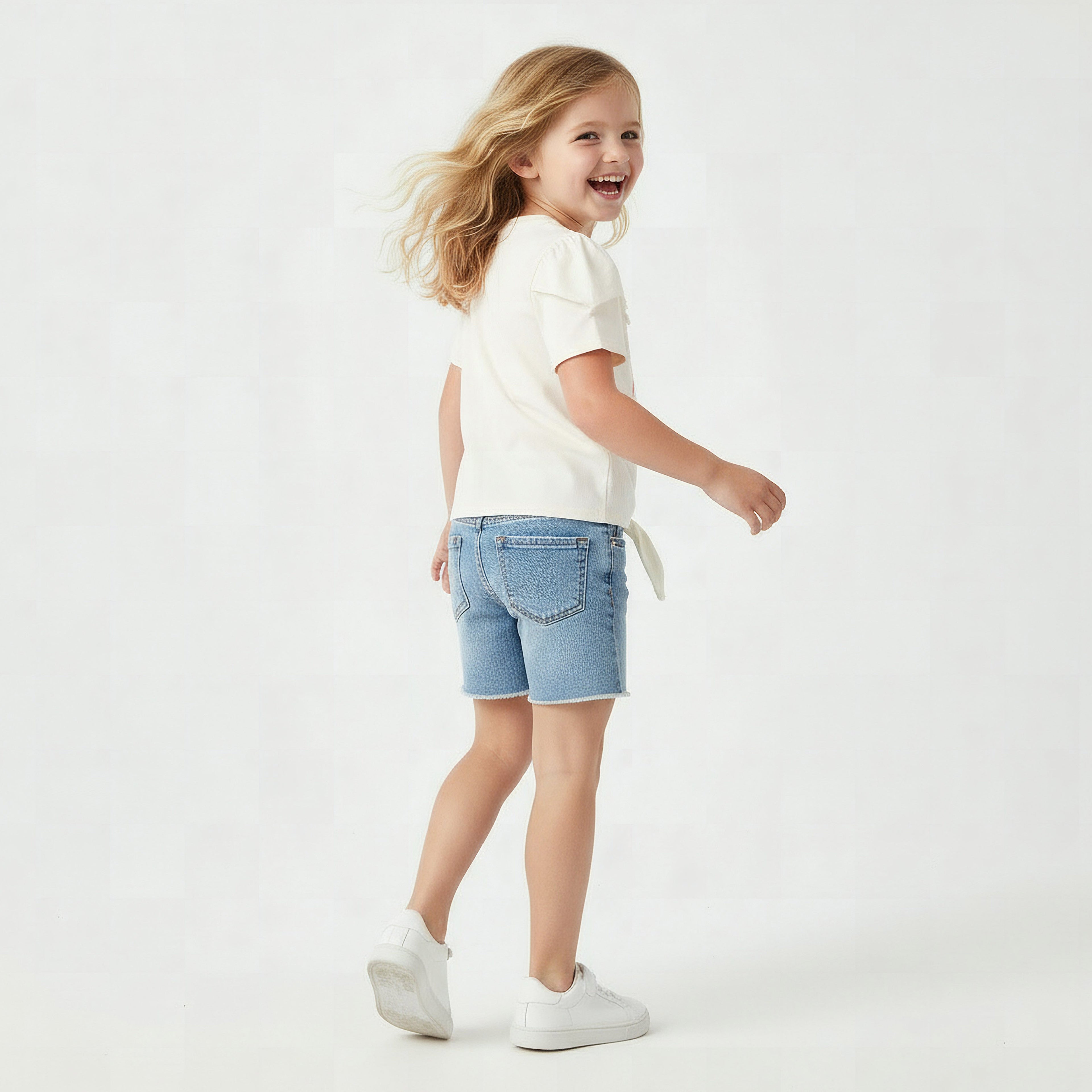 Juniors Crew Neck Short Sleeves T-shirt with Floral Applique