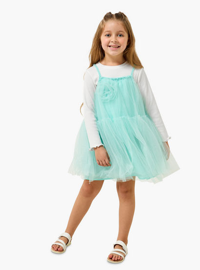 Set of 2 Juniors Round Neck Long Sleeves Dress with T-shirt-girls-clothing-dressesandjumpsuits-image-2
