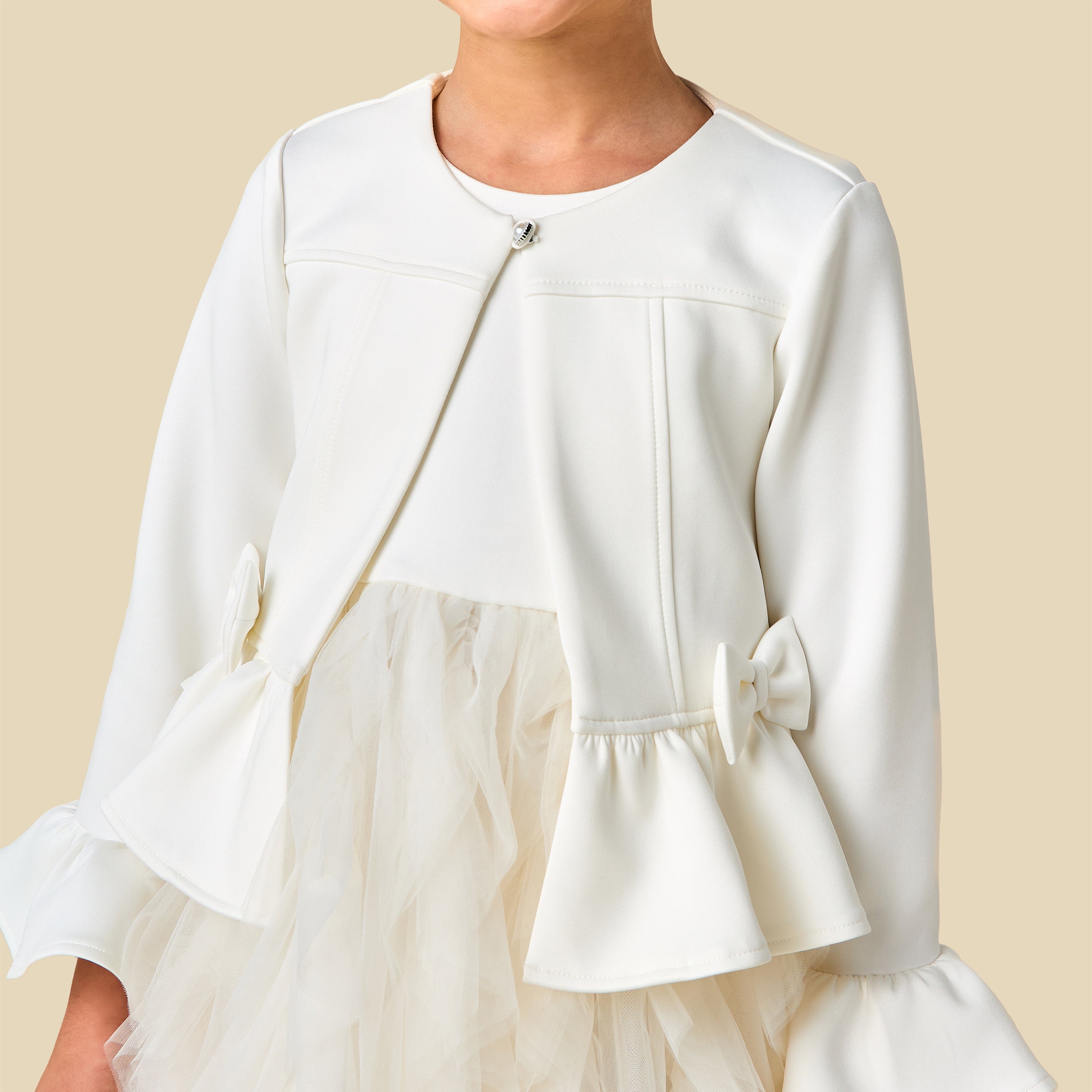 Juniors Round Neck Sleeveless Dress with Peplum Jacket