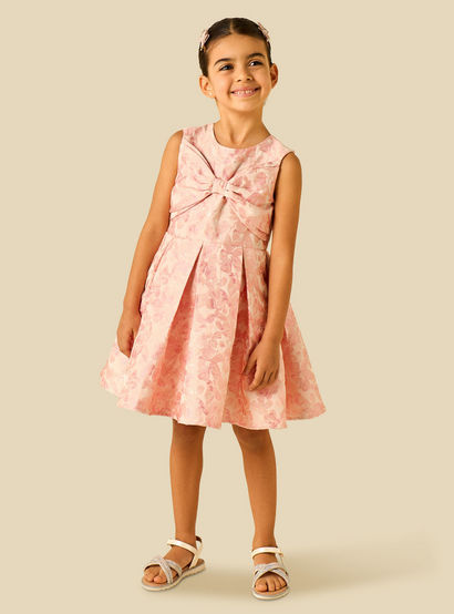 Juniors Round Neck Sleeveless Dress with Floral Print-girls-clothing-dressesandjumpsuits-image-2