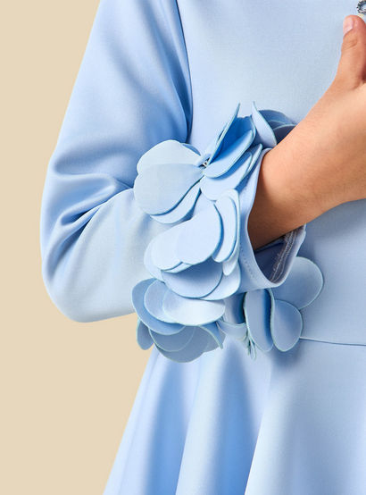 Juniors Round Neck Long Sleeves Tiered Dress with Ruffle Detail-girls-clothing-dressesandjumpsuits-image-5