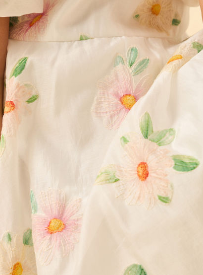 Juniors Round Neck Short Sleeves Knee Length A-line Dress with Floral Embroidery-girls-clothing-dressesandjumpsuits-image-6