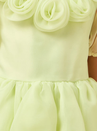 Juniors Round Neck Short Sleeves Dress with Floral Applique-girls-clothing-dressesandjumpsuits-image-6