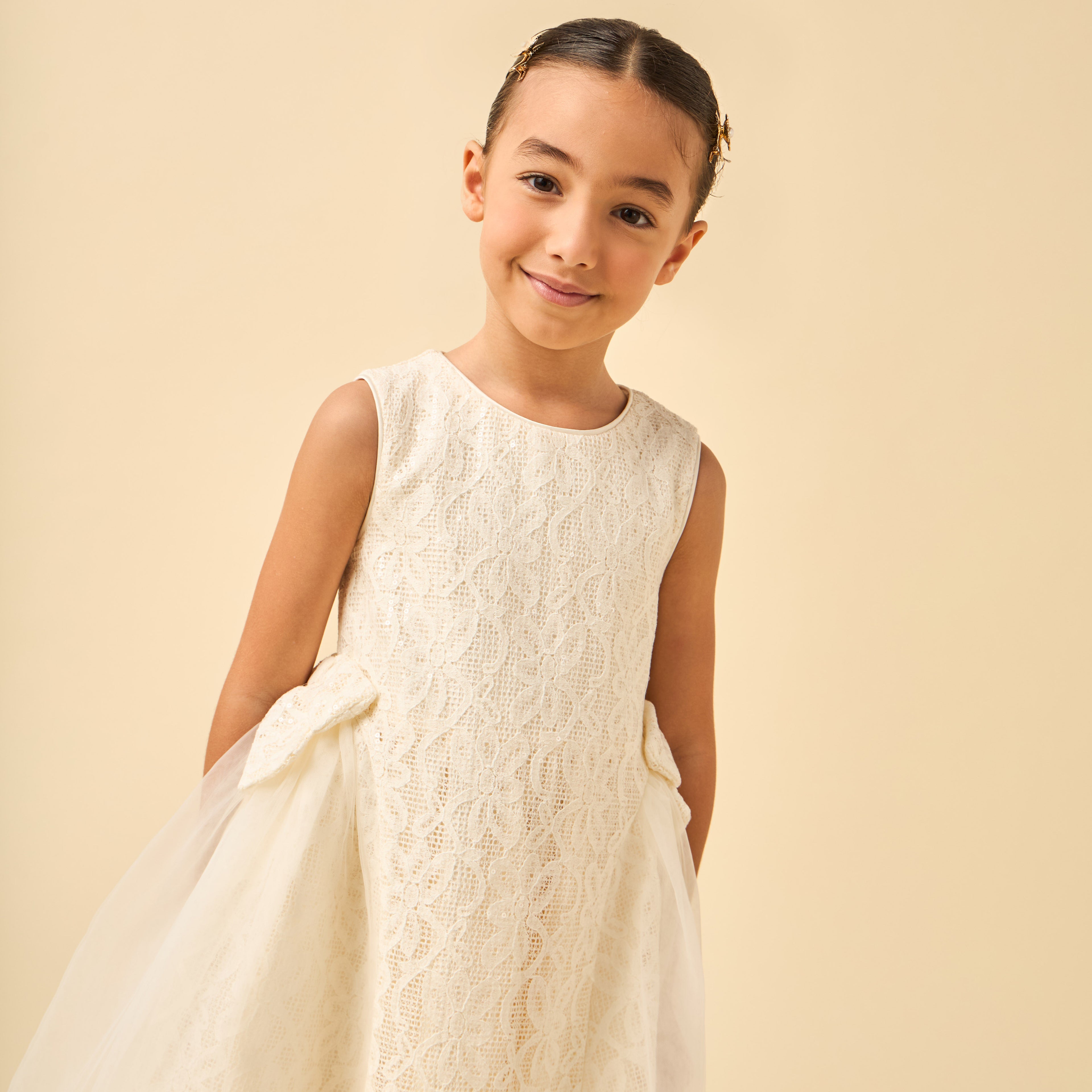 Juniors Round Neck Sleeveless Dress with Sequin Detail