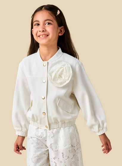 Juniors Round Neck Long Sleeves Jacket and Pants Set with Lace Detail-baby-girls-clothing-setsandcoords-image-2