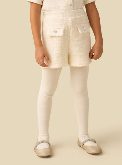 Juniors Collared Short Sleeves Jacket and Shorts Set with Tights-baby-girls-clothing-setsandcoords-image-3