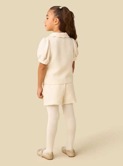 Juniors Collared Short Sleeves Jacket and Shorts Set with Tights-baby-girls-clothing-setsandcoords-image-4