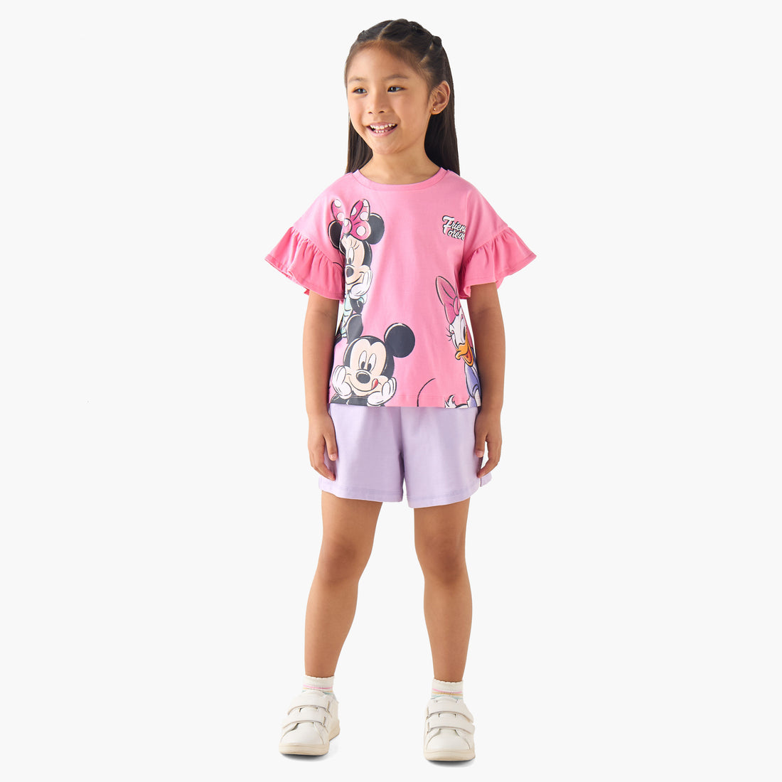 Disney Crew Neck Short Sleeves T-Shirt with Mickey and Minnie Mouse Print
