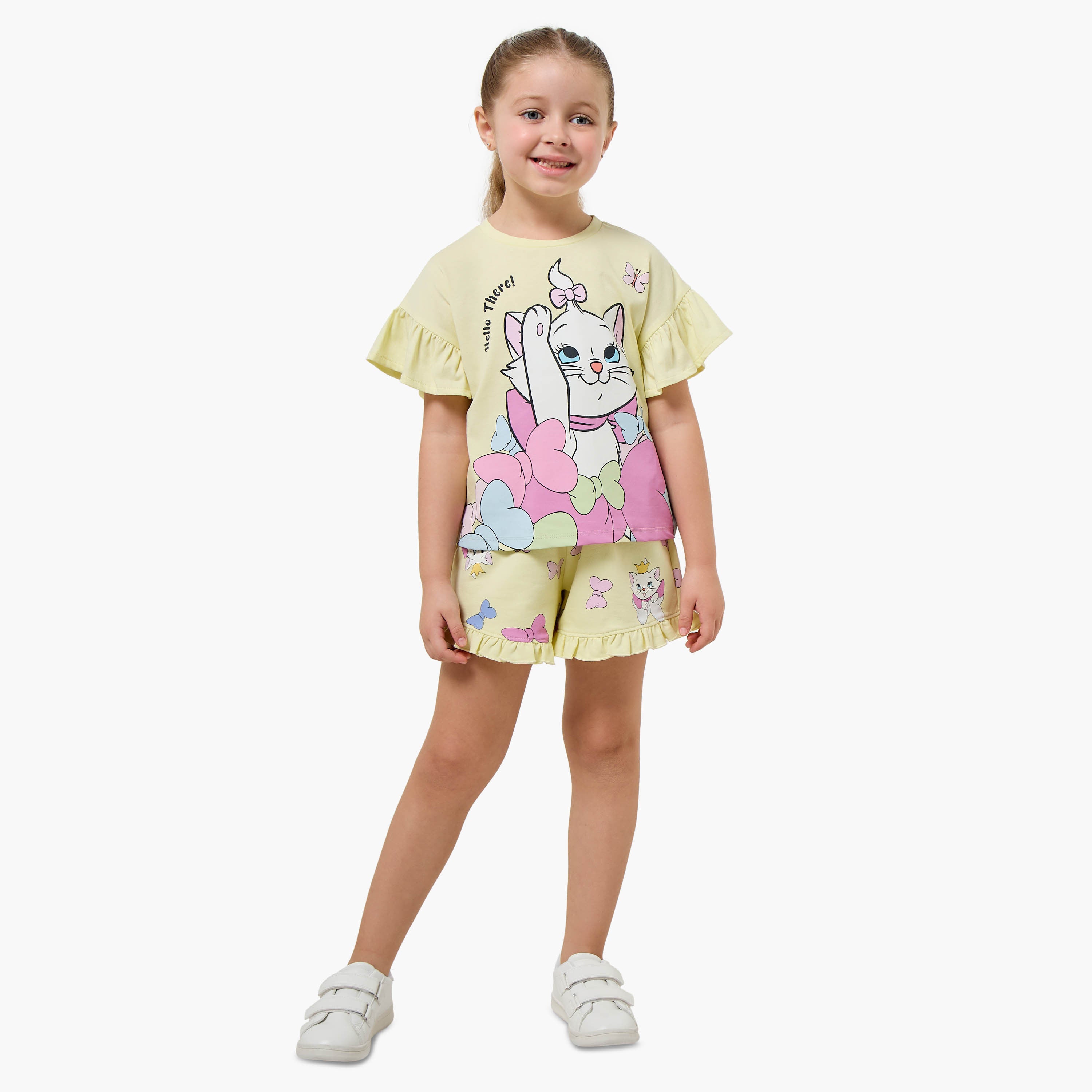 Disney Crew Neck Short Sleeve T-shirt with Marie Print