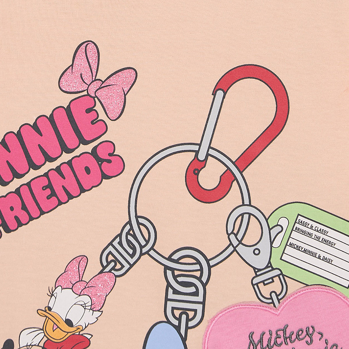 Disney Round Neck Short Sleeves T-shirt with Minnie Mouse and Friends Print