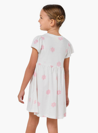 Disney Round Neck Short Sleeves A-line Dress with Floral Stitch Print-girls-clothing-dressesandjumpsuits-image-3