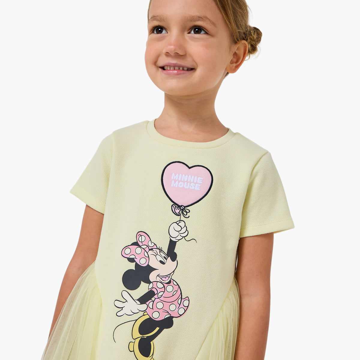 Disney Round Neck Short Sleeve A-line Dress with Minnie Mouse Print
