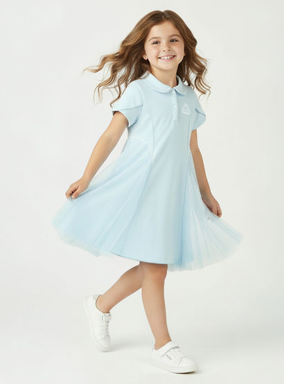 Kappa Collared Short Sleeve Polo Dress with Tulle Overlay-girls-clothing-dressesandjumpsuits-image-5