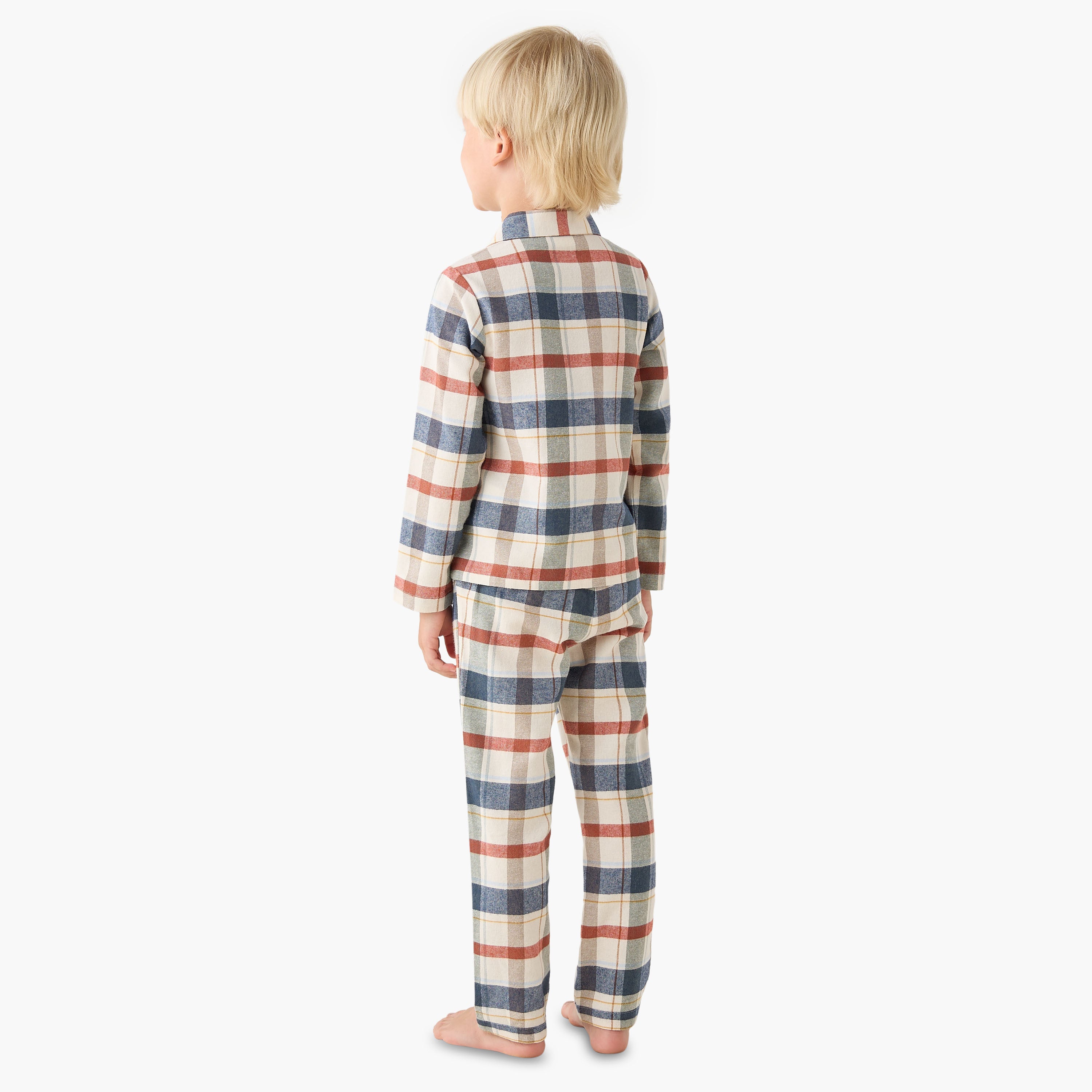 Juniors Cotton Camp Collar Long Sleeves Pyjama Set with Checked Design