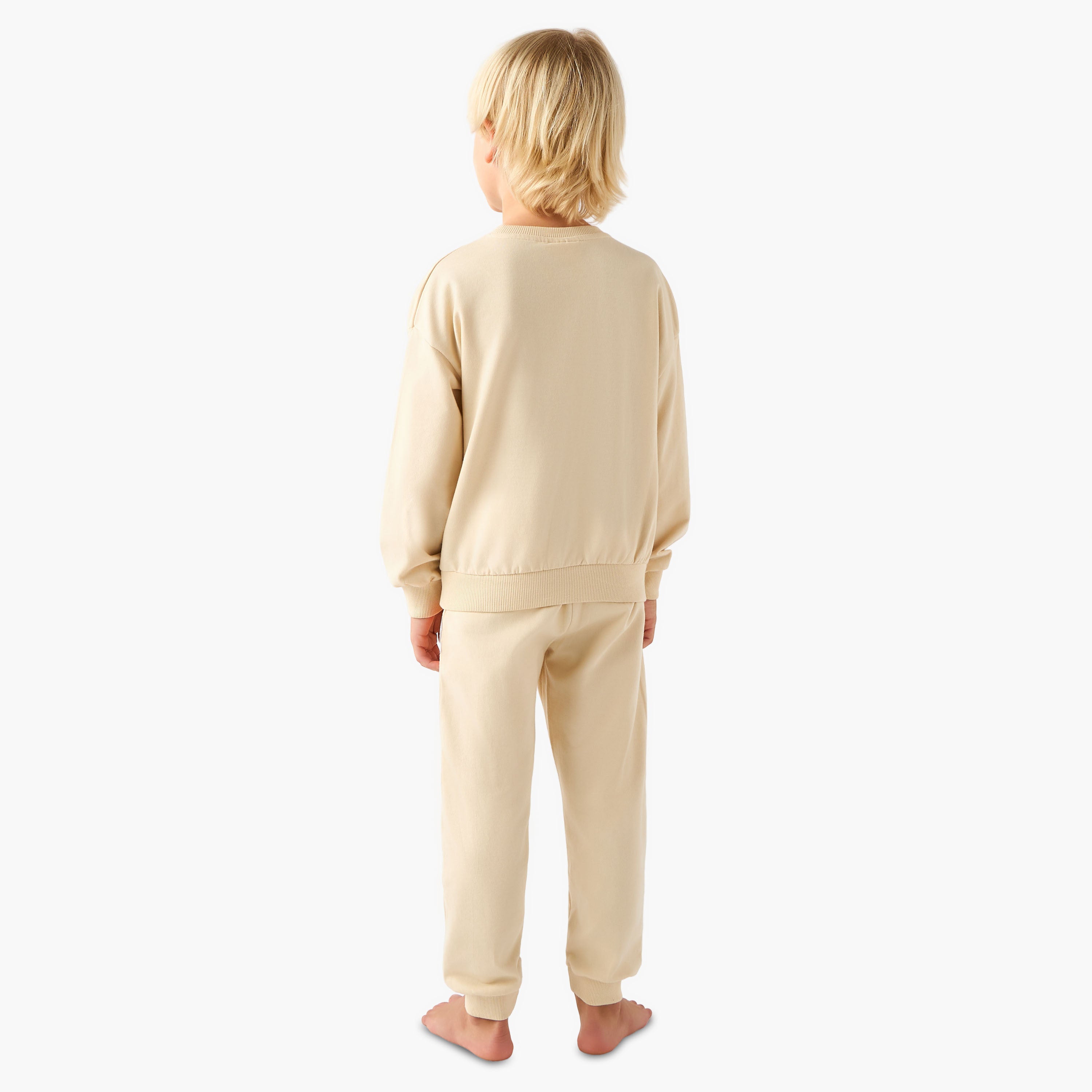 Juniors Crew Neck Long Sleeves Pyjama Set with Lion Applique