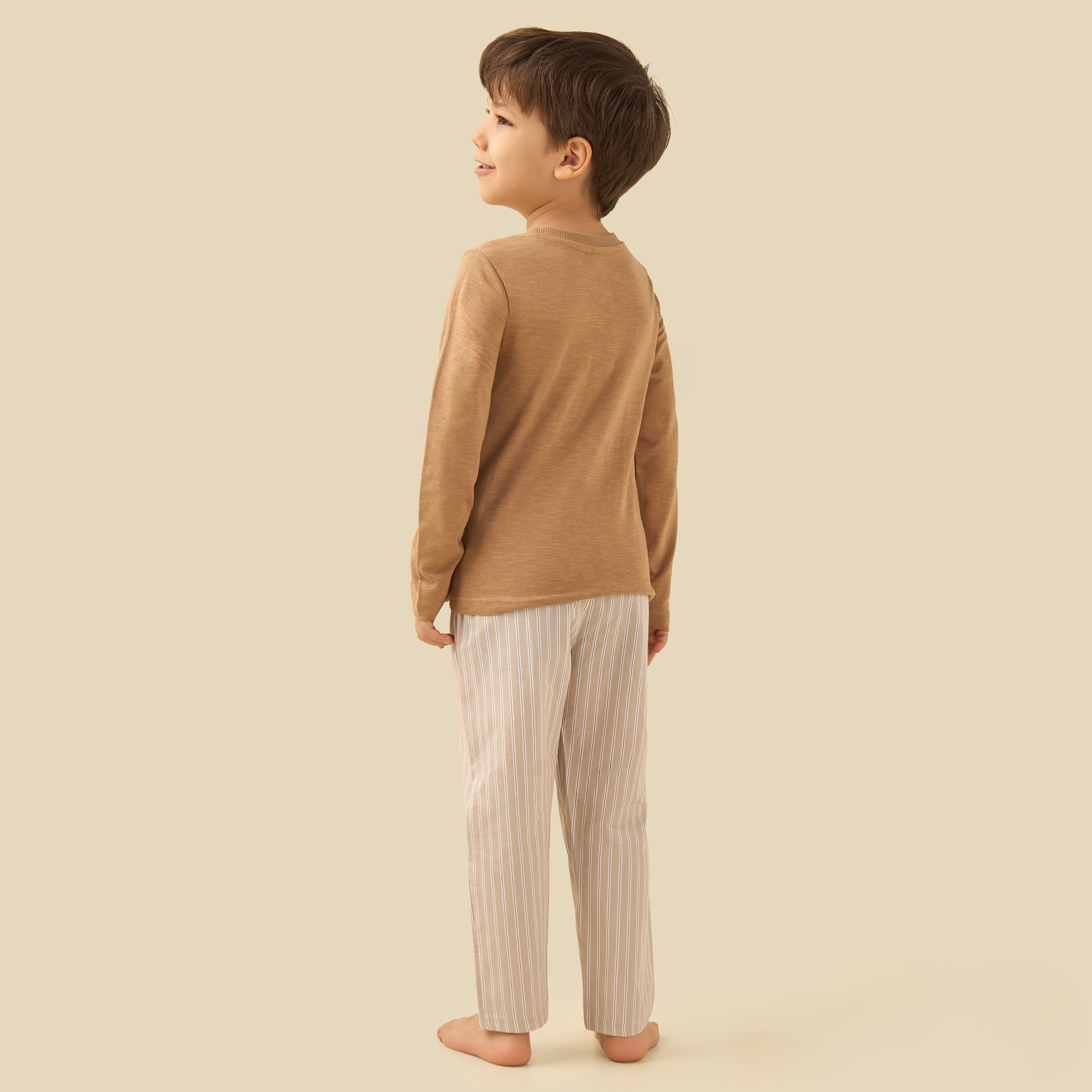 Juniors Cotton Crew Neck Long Sleeve Pyjama Set with Drawstring Closure