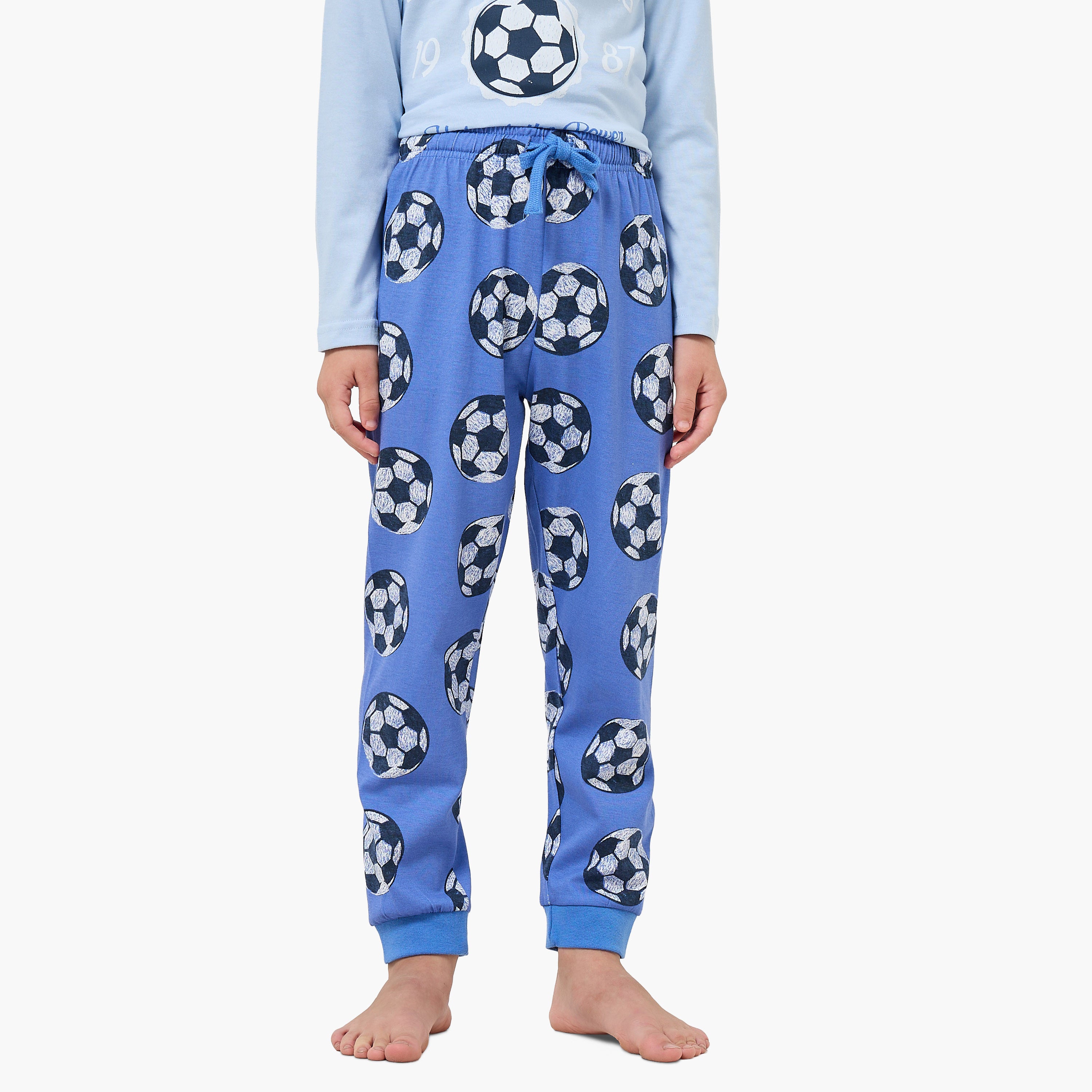 Pack of 2 Juniors Cotton Crew Neck Long Sleeves Pyjama Set with Varsity Print
