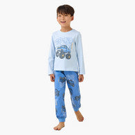 Juniors Cotton Round Neck Long Sleeve Pyjama Set with Wild Animal Print-undefined-image-1