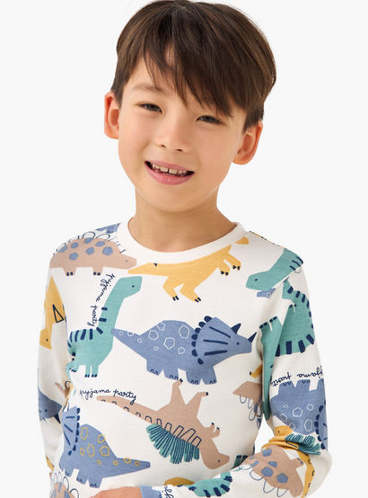 Juniors Cotton Crew Neck Long Sleeves Pyjama Set with Dinosaur Print-promo_babyshop_Buy2for69_UAE130126-image-4