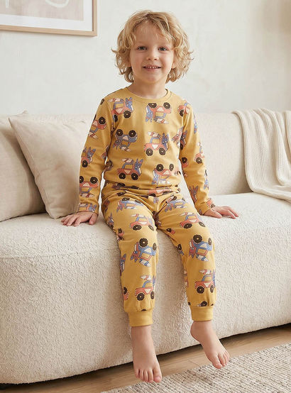 Juniors Cotton Round Neck Long Sleeves Pyjama Set with Vehicle Print-promo_babyshop_Buy2for69_UAE130126-image-7