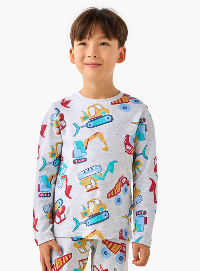 Juniors Cotton Crew Neck Long Sleeves Pyjama Set with Dinosaur Print-promo_babyshop_Buy2for69_UAE130126-image-2