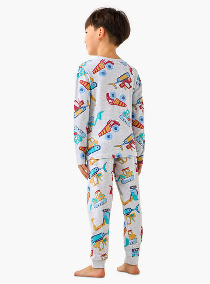 Juniors Cotton Crew Neck Long Sleeves Pyjama Set with Dinosaur Print-promo_babyshop_Buy2for69_UAE130126-image-4