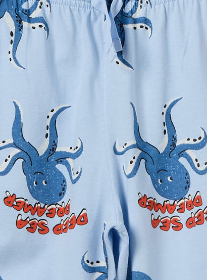 Juniors Cotton Crew Neck Short Sleeves Pyjama Set with Octopus Print-boys-clothing-nightwear-image-6