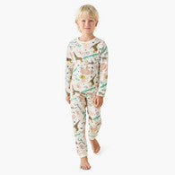 Juniors Cotton Crew Neck Long Sleeves Pyjama Set with Dinosaur Print-undefined-image-1