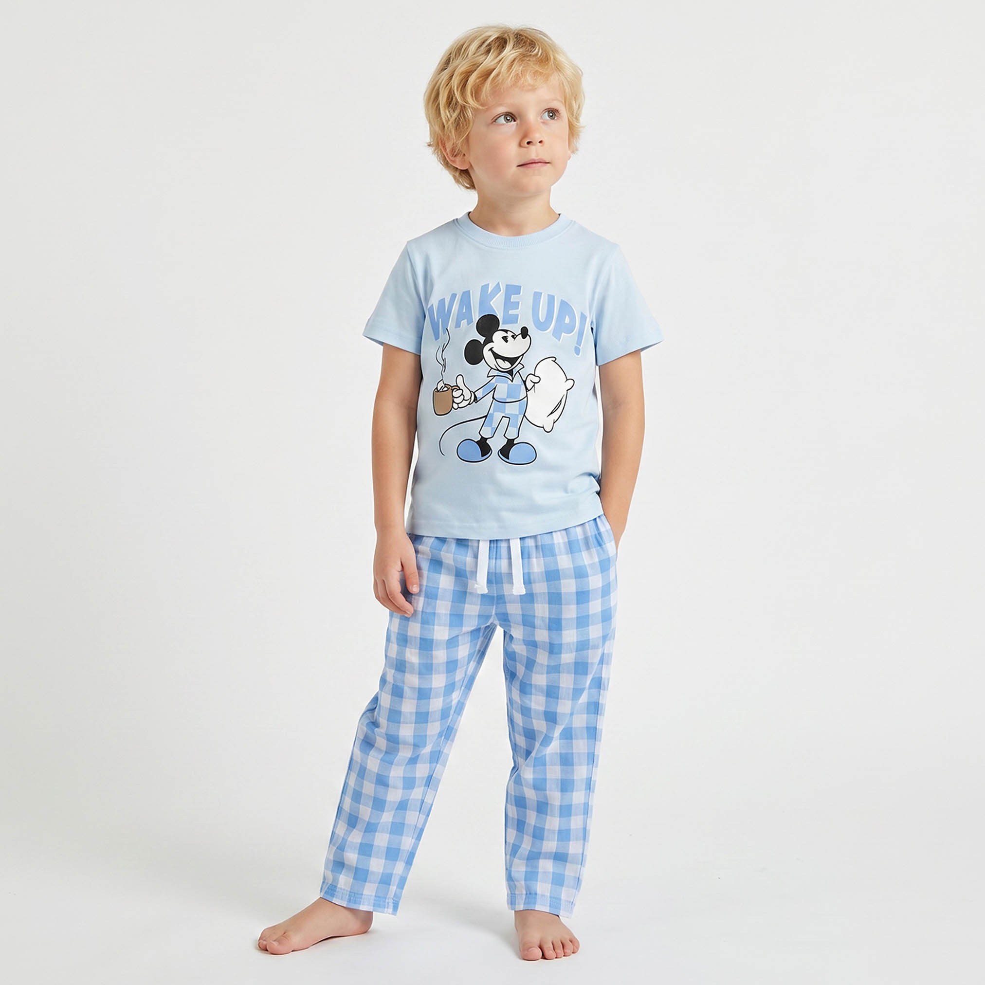 Disney Cotton Crew Neck Short Sleeves Pyjama Set with Mickey Mouse Print