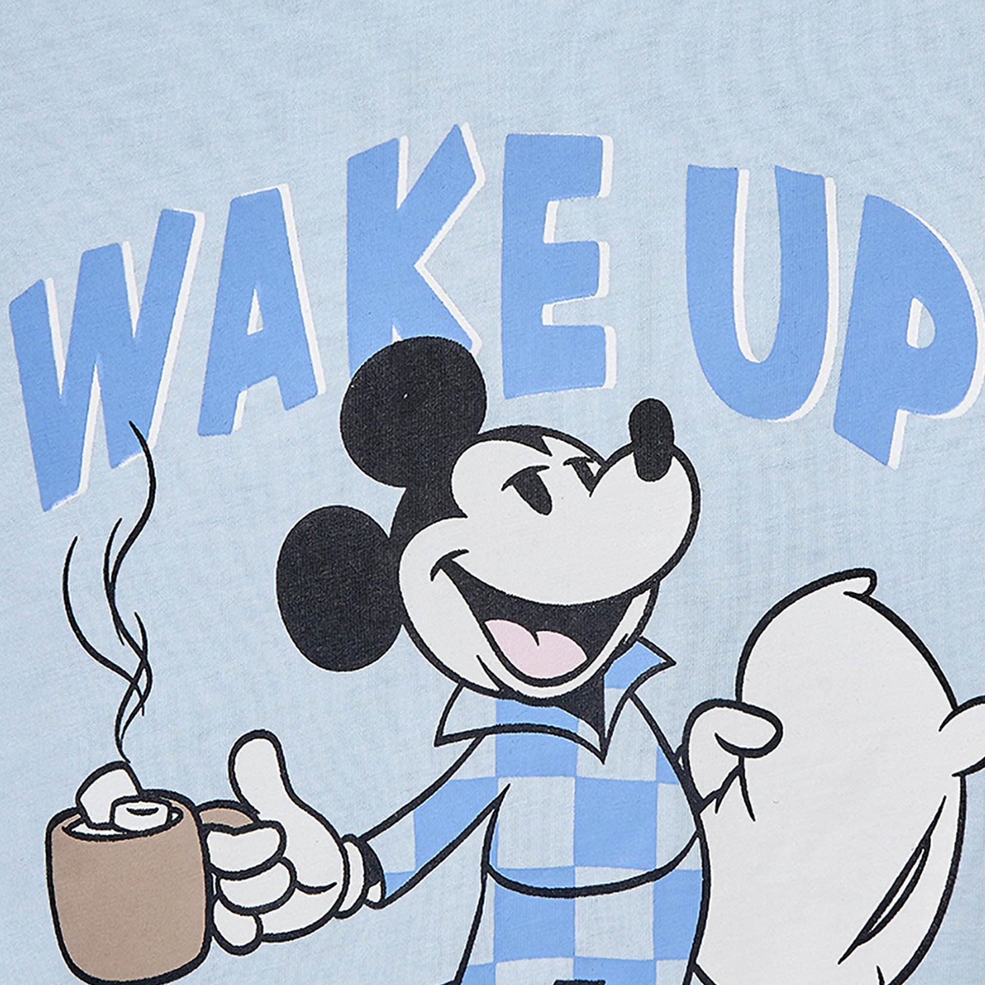 Disney Cotton Crew Neck Short Sleeves Pyjama Set with Mickey Mouse Print