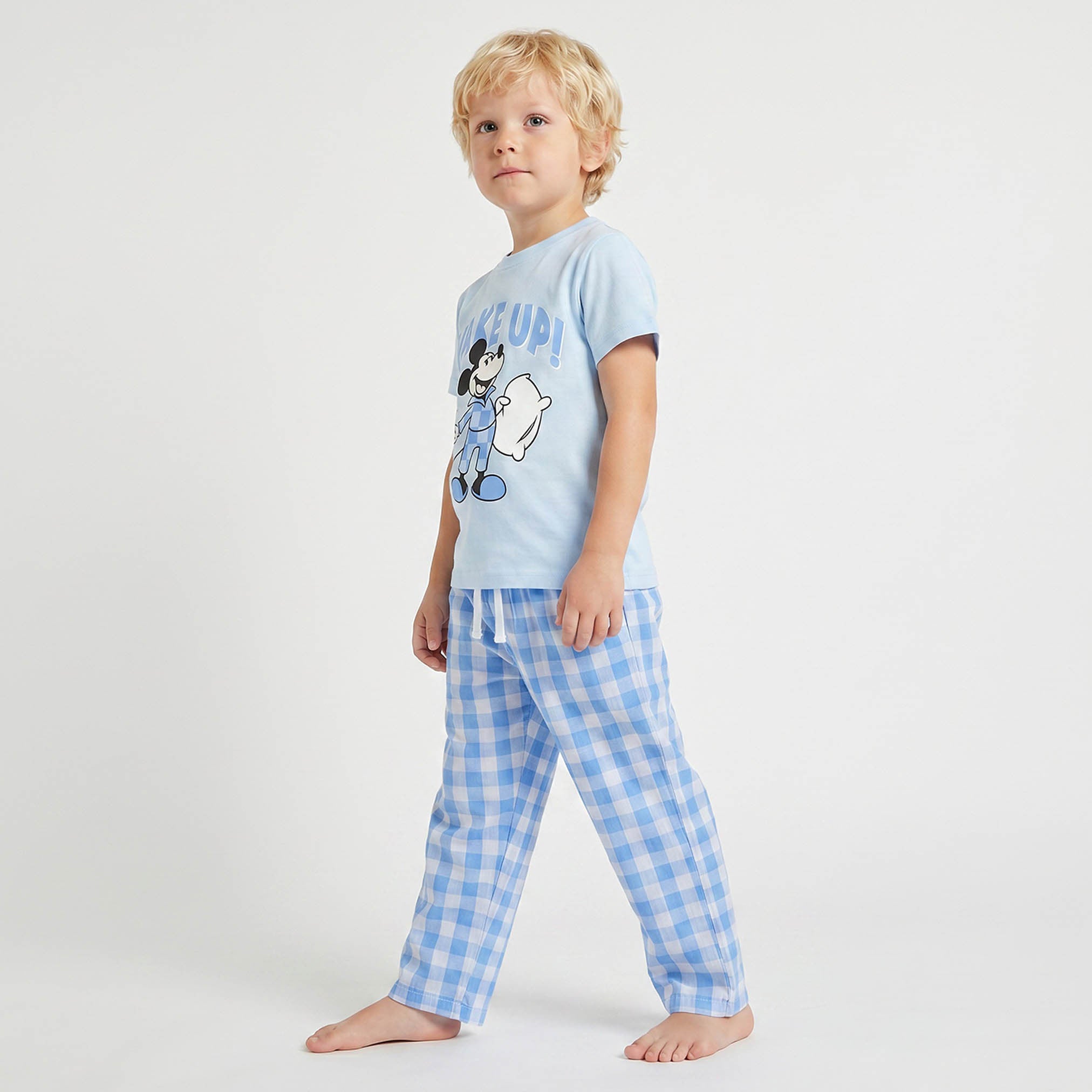 Disney Cotton Crew Neck Short Sleeves Pyjama Set with Mickey Mouse Print