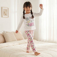 Juniors Cotton Crew Neck Long Sleeves Pyjama Set with Print-undefined-image-1
