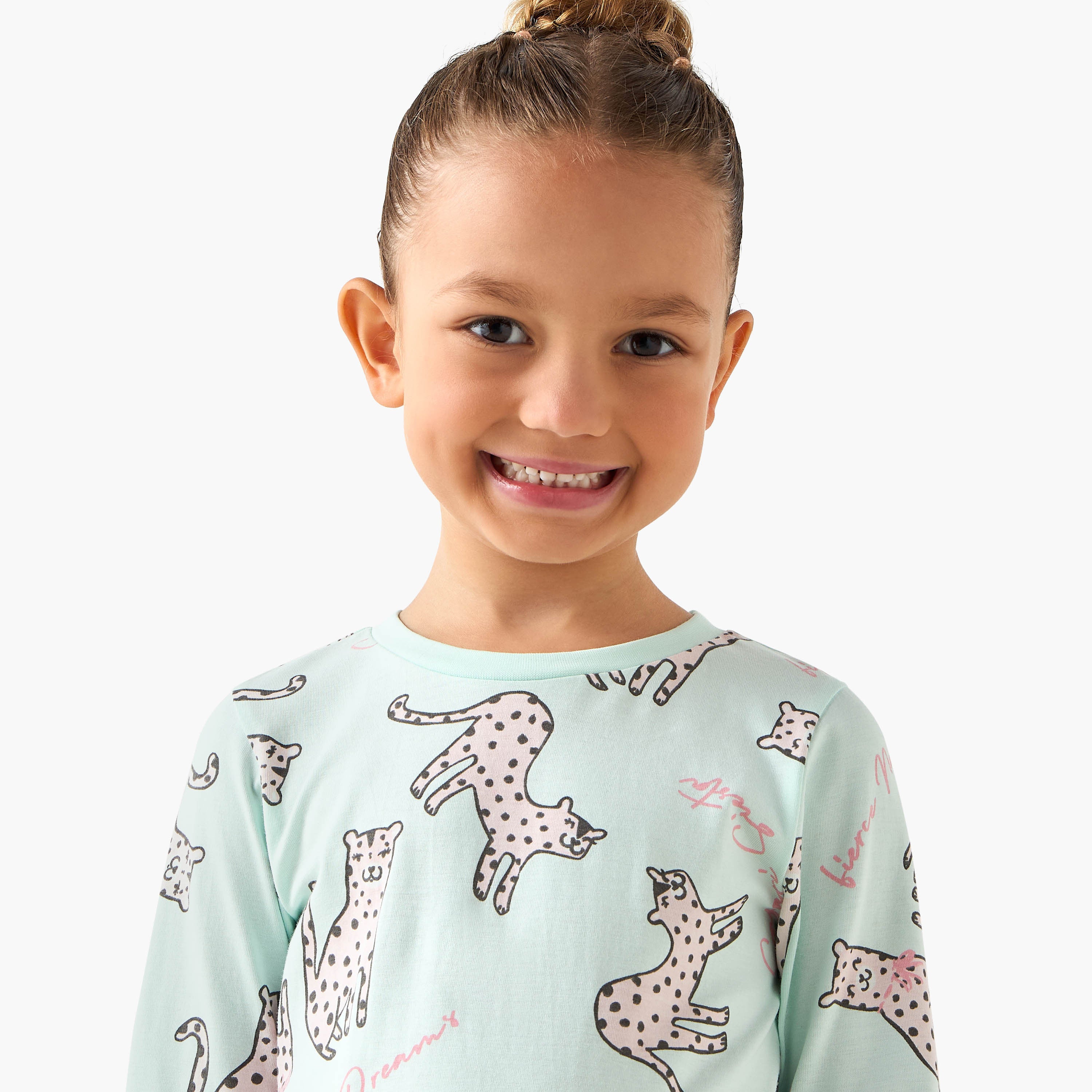 Pack of 3 Juniors Cotton Crew Neck Long Sleeves Pyjama Set with Assorted Prints